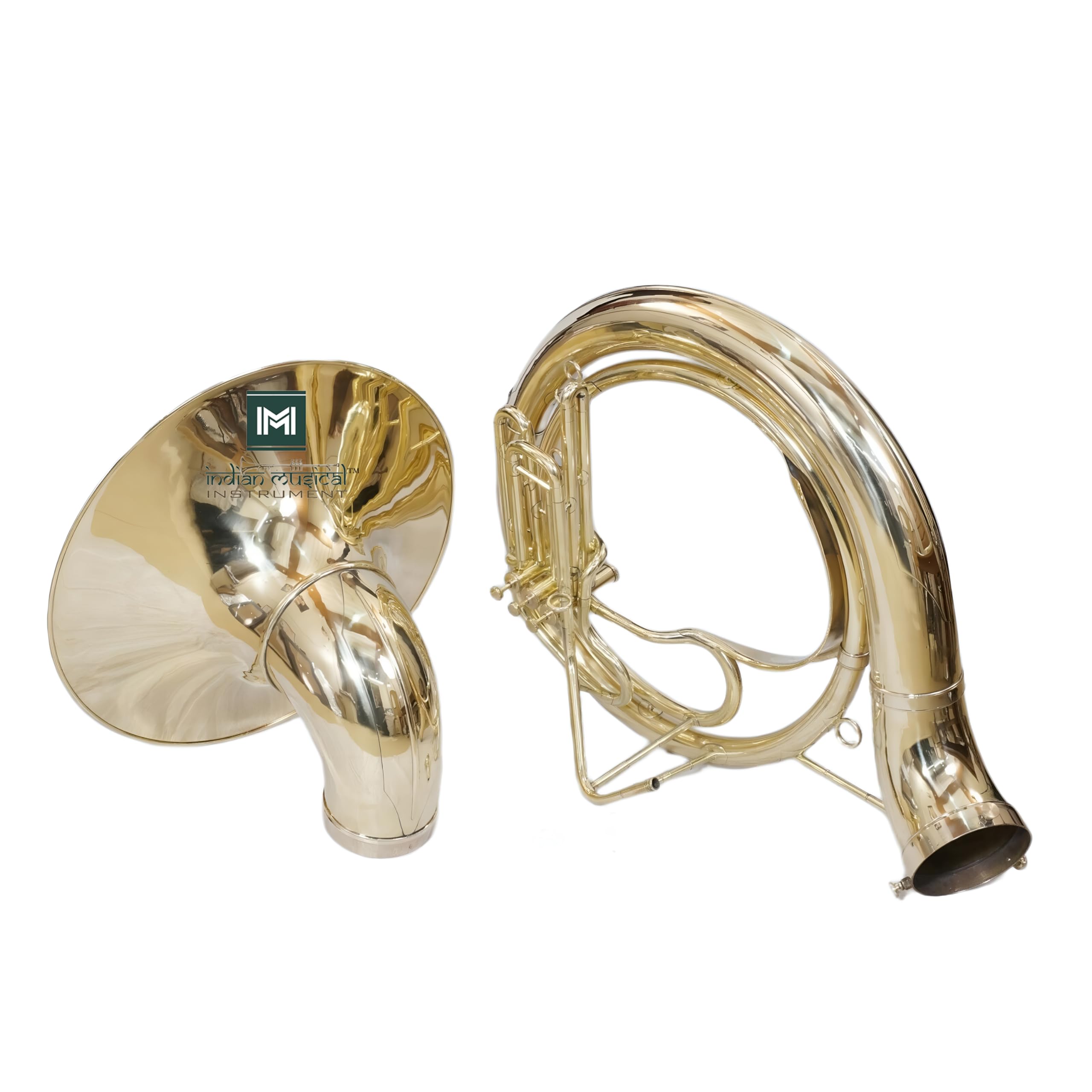 Indisches Musikinstrument Chrom Finish 61 cm King Size Sousaphon Messing BB Big Bell Tuba mit Mundstück und Tragetasche (Gold)