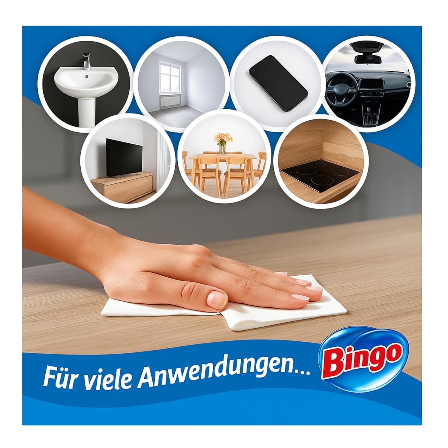 Bingo Reinigungs Streifenfrei Oberflächenreinigungstücher Glas & Oberflächen, Abdeckung Staubreiniger – Schnell trocknend (6, Lavendel)