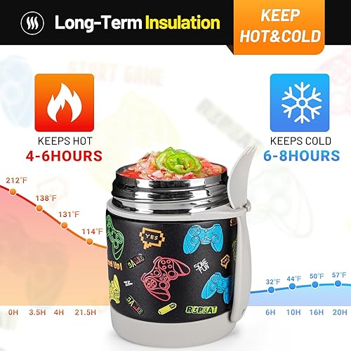Miniatura 5 de Charcy Termo de 10 onzas para comida caliente para niños con cuchara, boca ancha a prueba de fugas, tarro de alimentos aislado para 5 horas