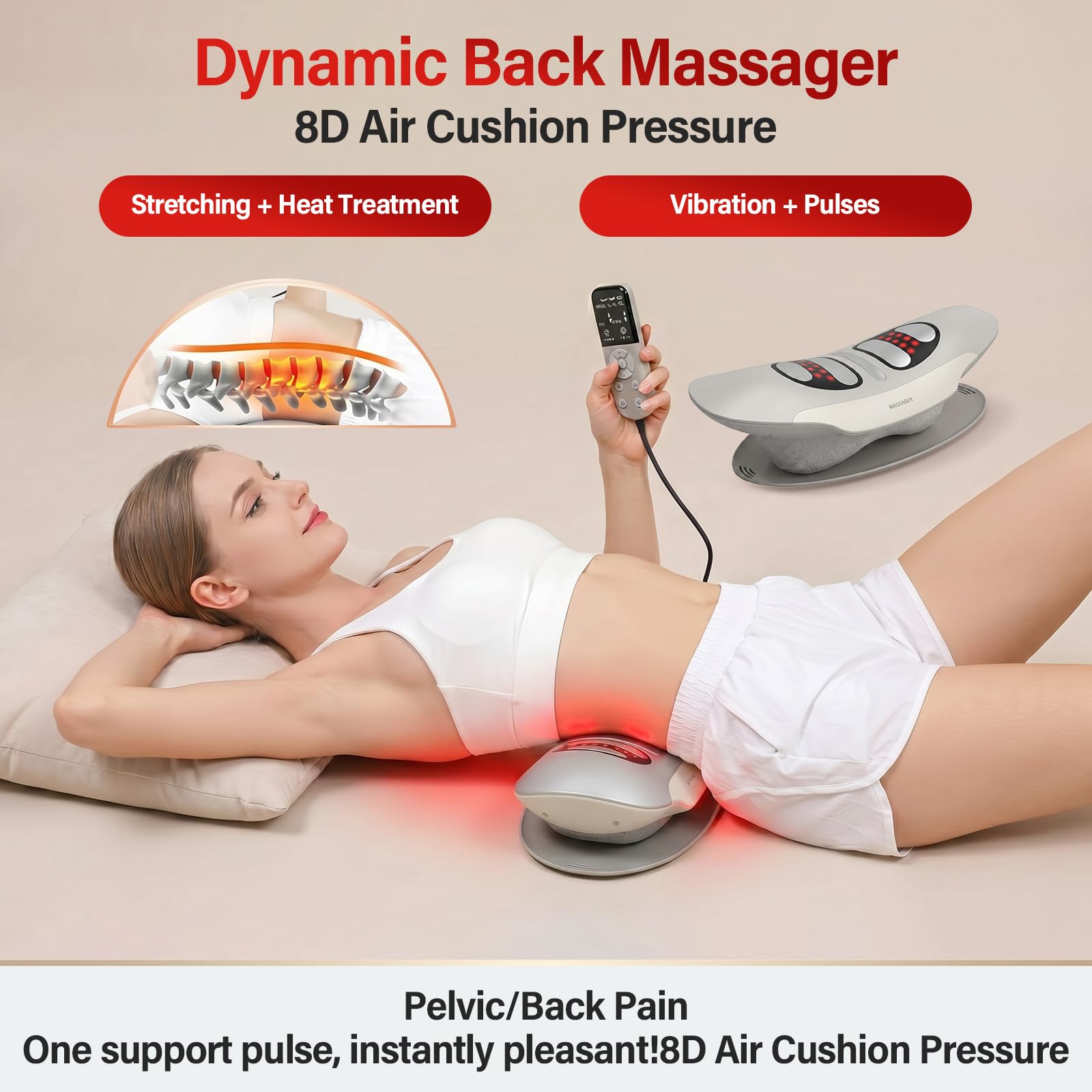 Masajeador de espalda lumbar con calor, tracción del airbag