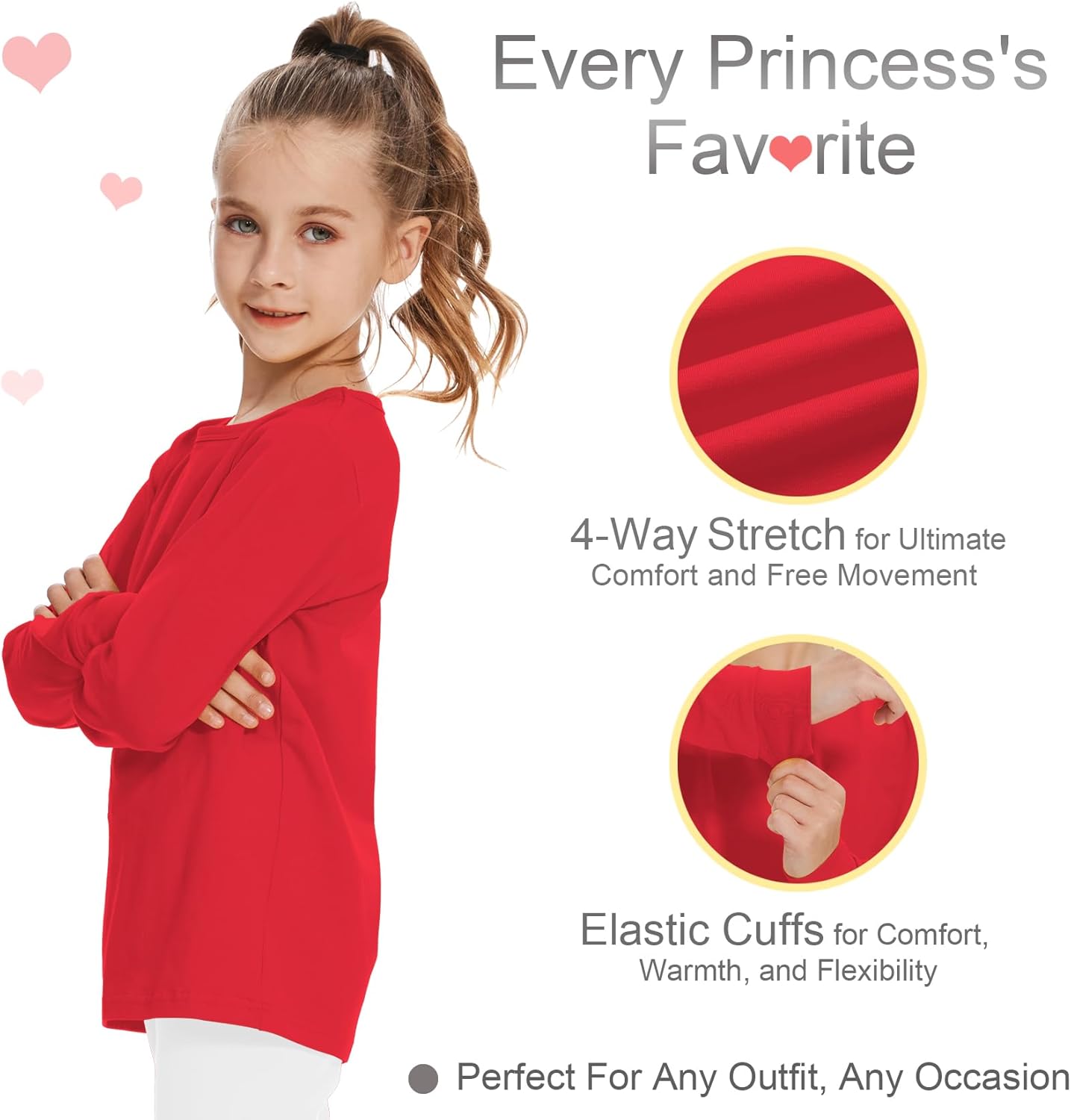 3T 4T 5T to 12 Years Girls Long Sleeve Shirts Kids Cotton T-Shirt Toddler Basic Crew Neck Top - Image 3