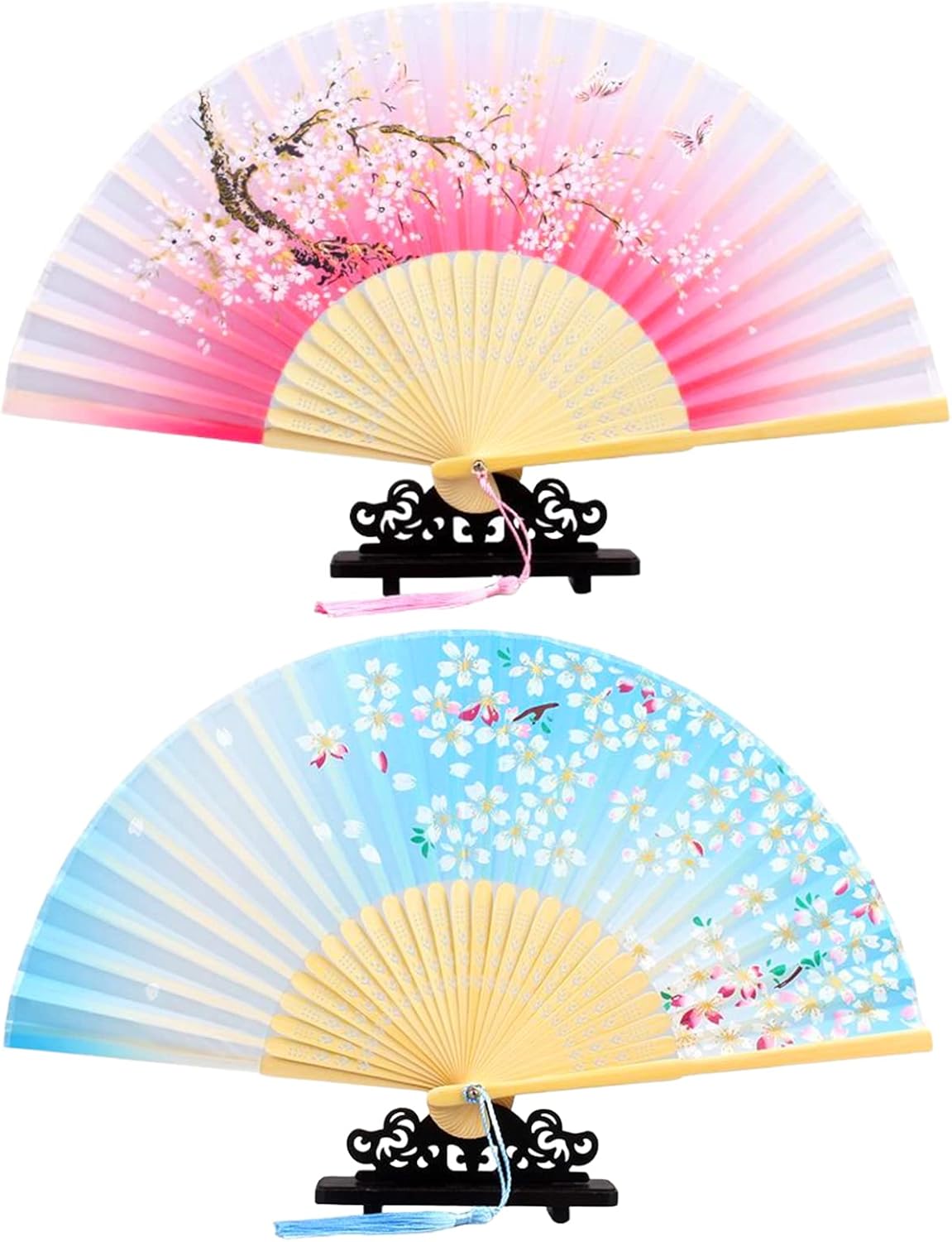 2 Pack Folding Hand Fans Handheld Folding Fan Bamboo Folding Hand Fan ...