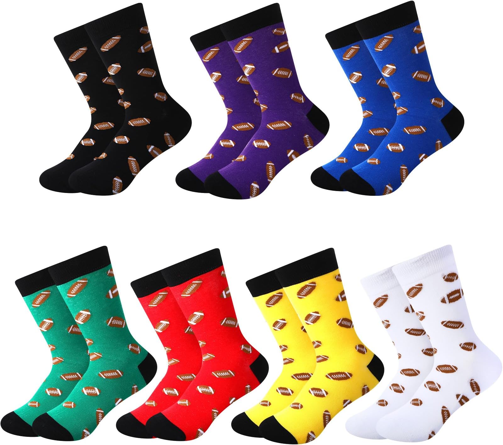 HooLing 7 Pair Novelty Football Soccer Socks for Kid Football Soccer Casual Sock Crew Sport Sock Gift for 7-10 Boy (Football)