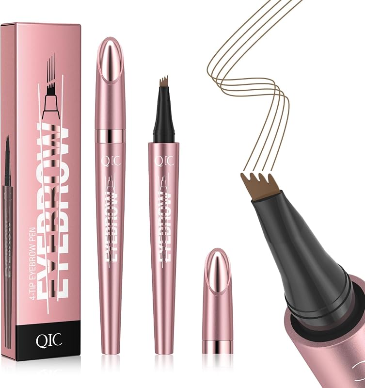 Lápiz para cejas Microblading de 4 puntas QIC, lápiz para cejas marrón claro, resistente al agua | El microhorquilla de 4 puntas crea trazos similares a cabellos para cejas naturales, rellenando áreas escasas y definiendo la forma de las cejas con precisión.