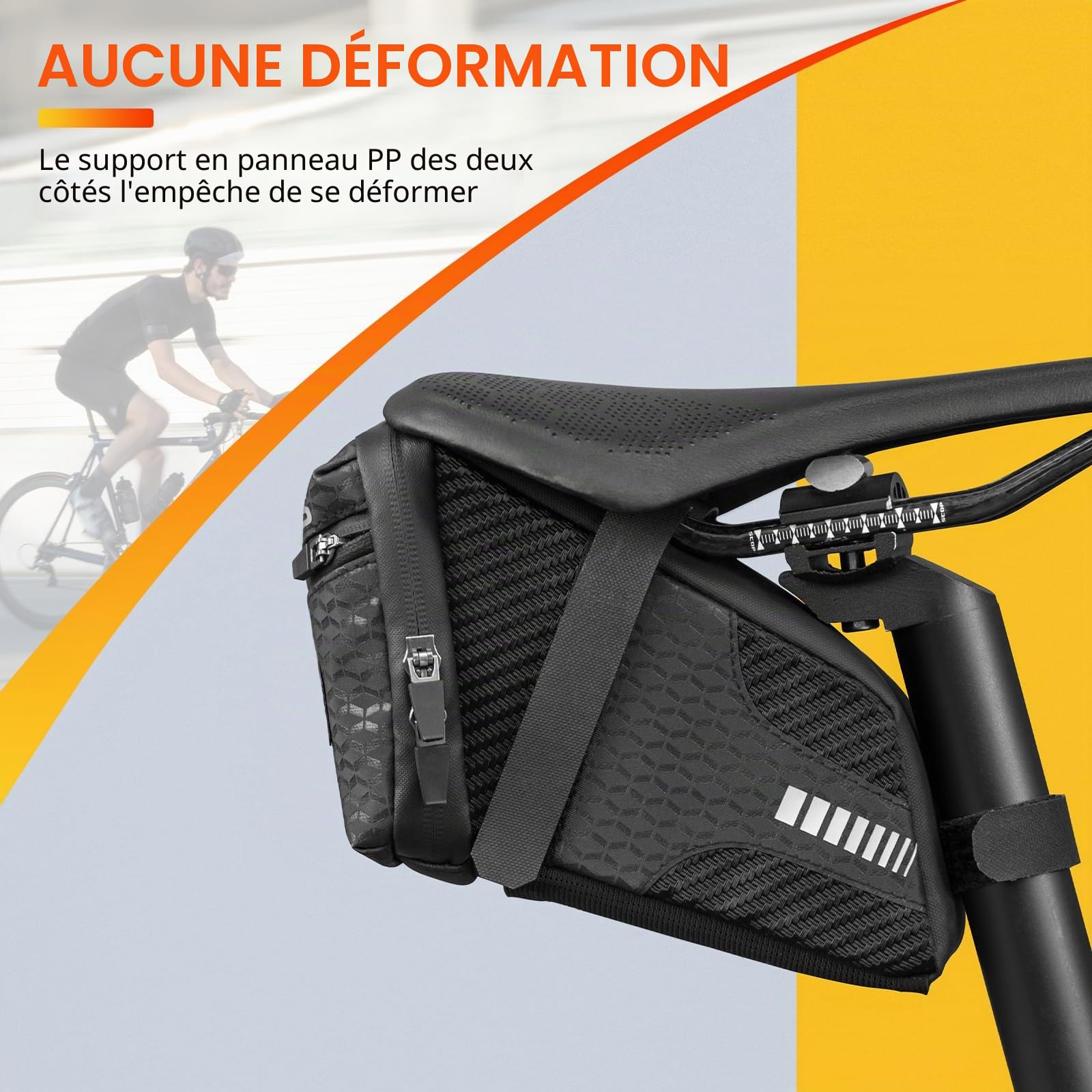ROCKBROS Sacoche de Selle Vélo VTT Cyclisme Sac de Siège Arrière Réfléchissant Universel Installation Facile 1,5L Noir