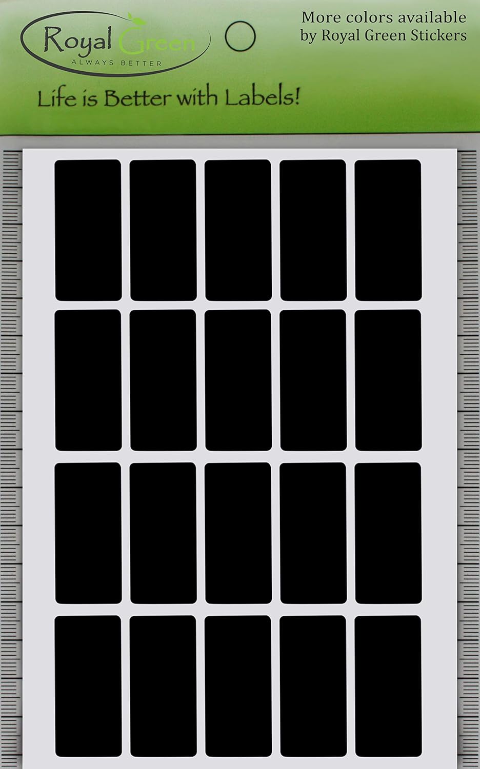 Royal Green Rectangle Shape Sticker 1.57 inch x 0.75 inch Black Stickers Rectangular Labels (40mm x 19mm) - 300 Pack - Image 6