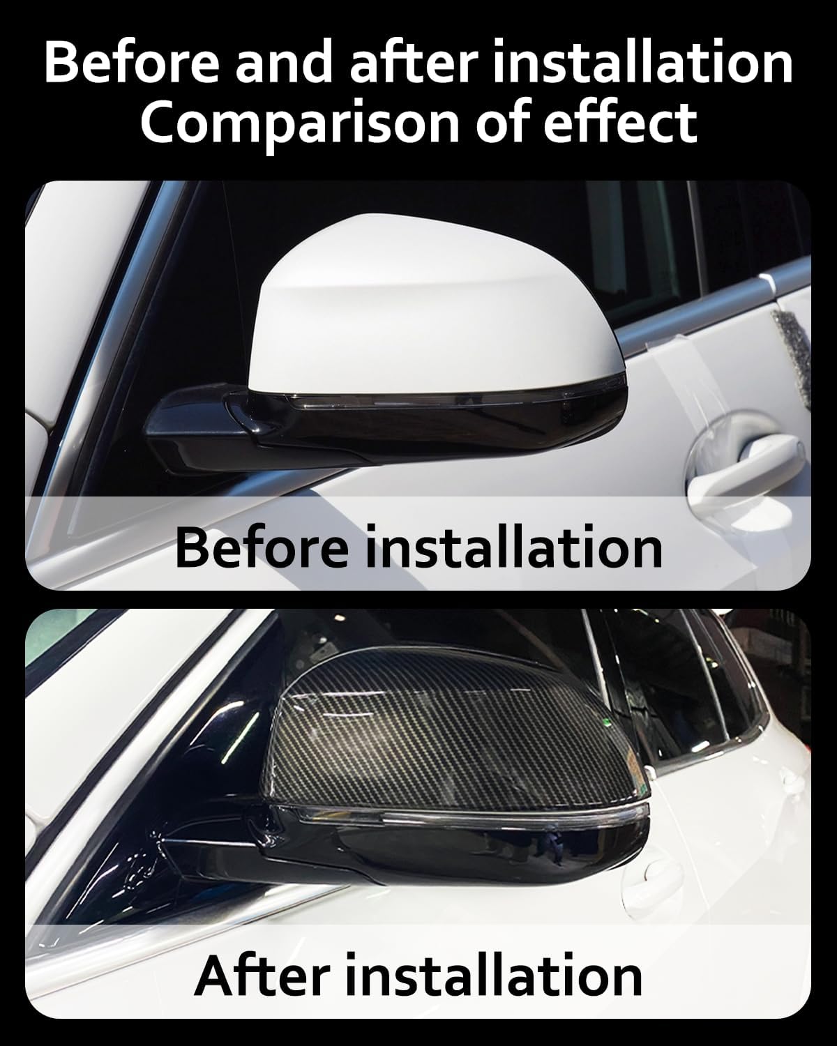 Carbon Fiber Style Side Mirror Caps Compatible For BMW X5 X6 X7 G05 G06 G07 xDrive40i, M50i, xDrive50e, and M60i (2019–2025) Exterior Carbon Fiber Pattern Rearview Mirror Cover Trim