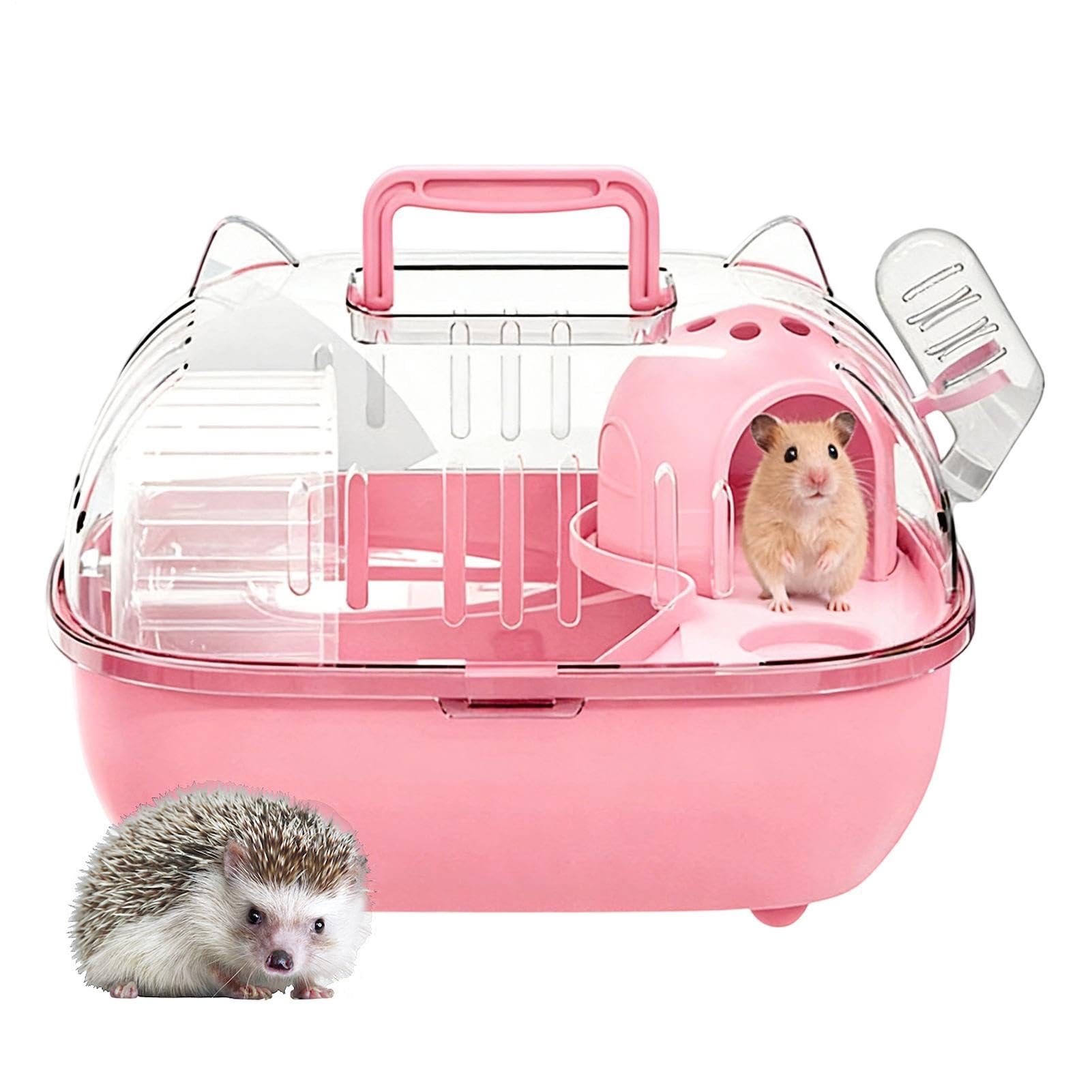 Hamster Carrier, Small Hamster Travel Cage, Transparent Cover Outing Cage, Portable Small Animal Carrying Case, for Rabbits Lizards Transport Outing Short Car Trip Outdoor Picnic Farm