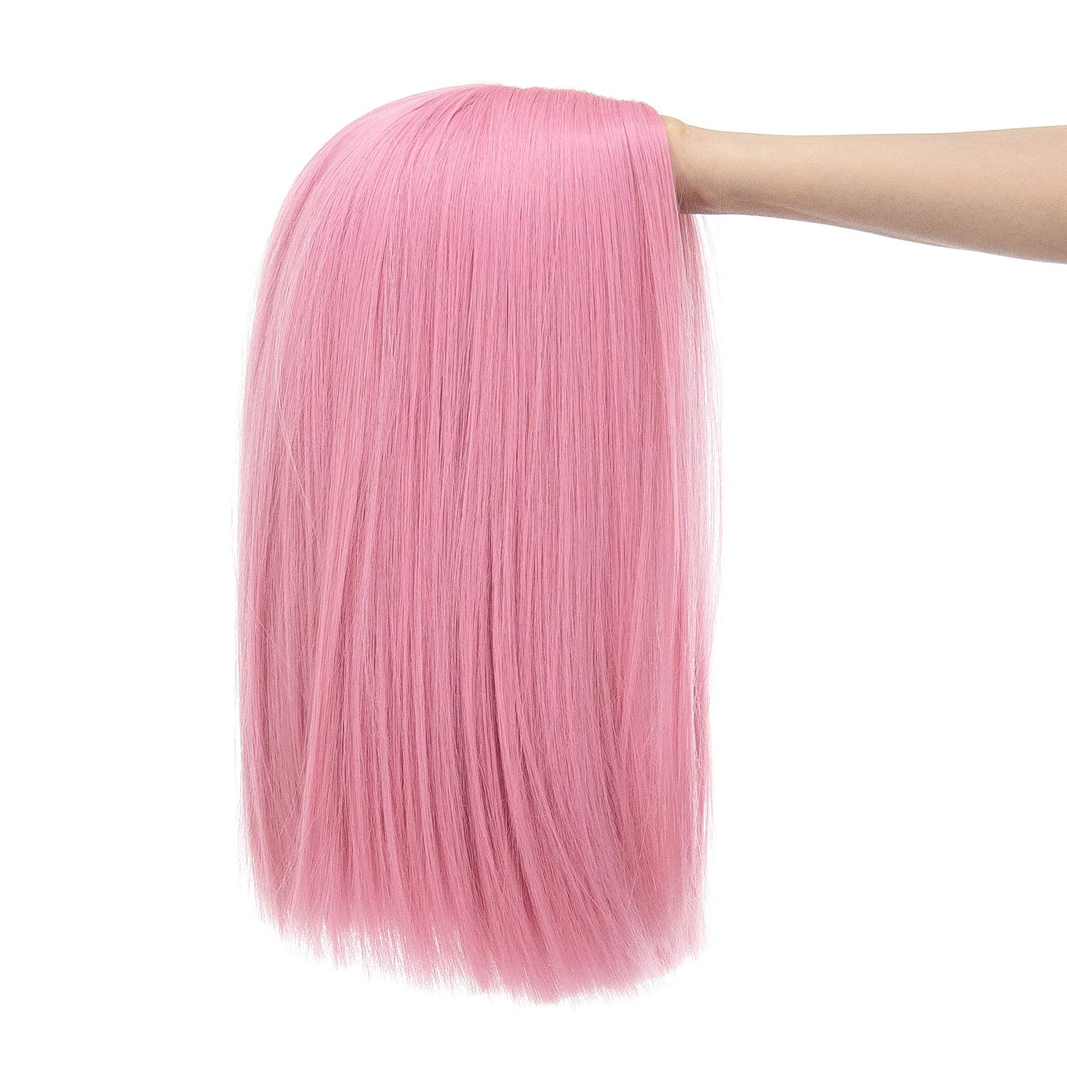 SWACC 14-Inch Straight Middle Part Synthetic Wig with Wig Cap