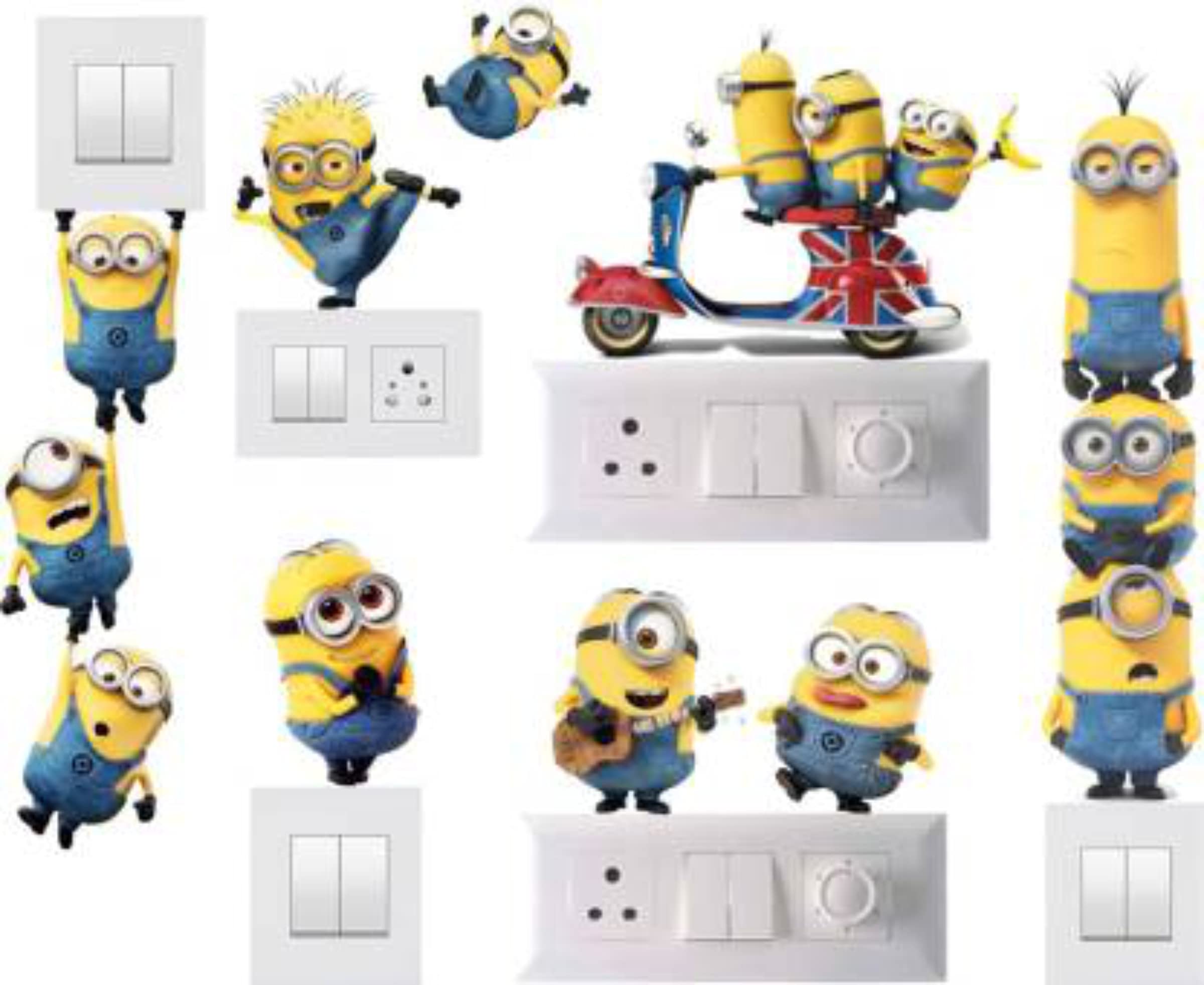 Divine Studio Cute Minions Cartoonistic Decorative Switch Board Sticker Size (Pack of 6)