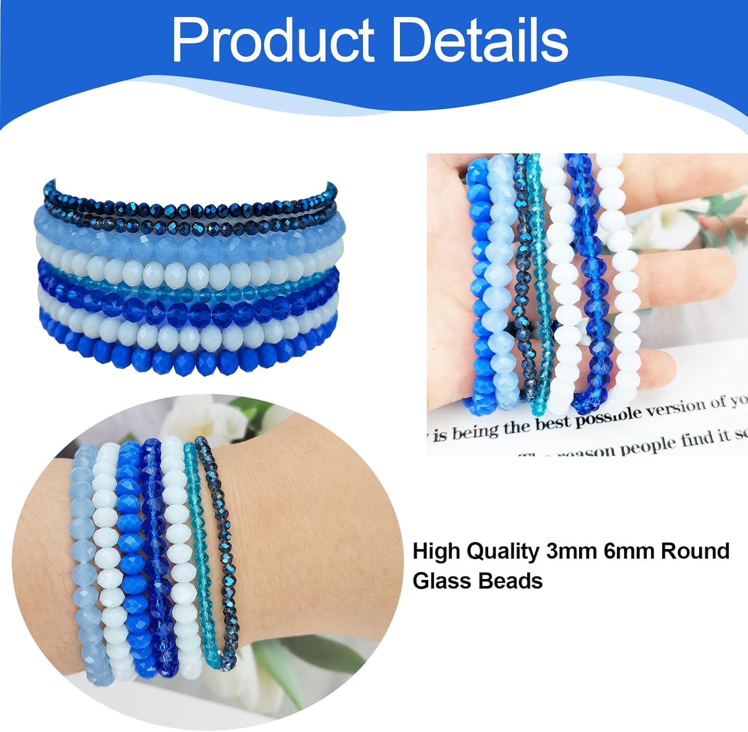 YBMYCM 22-60PCS 8mm Gemstones Beaded Bracelets Round Bead Crystal Bracelets for Women,Elastic Stretch Adjustable Bracelet Unisex - Image 4