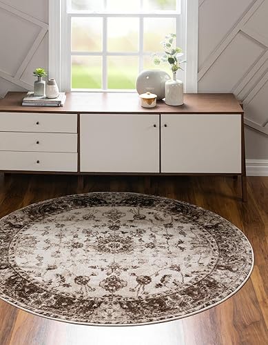 Miniatura 2 de Unique Loom Rushmore Collection Lincoln - Alfombra redonda de 5 pies, color cremabeige
