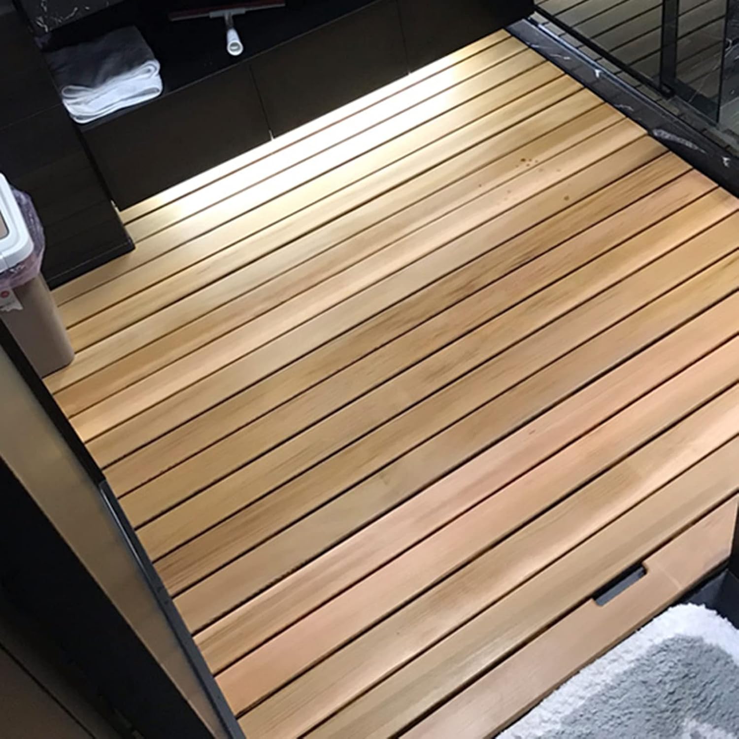 Bamboo Bath Mat,Bamboo Duckboard Bath Mat, Non-Slip Wooden Bath Mat Or Door Mat for Bathroom, Waterproof Large Wooden Floor Mat for Bathtub, Spa, Sauna,Customizable,50x50cm/20x20in