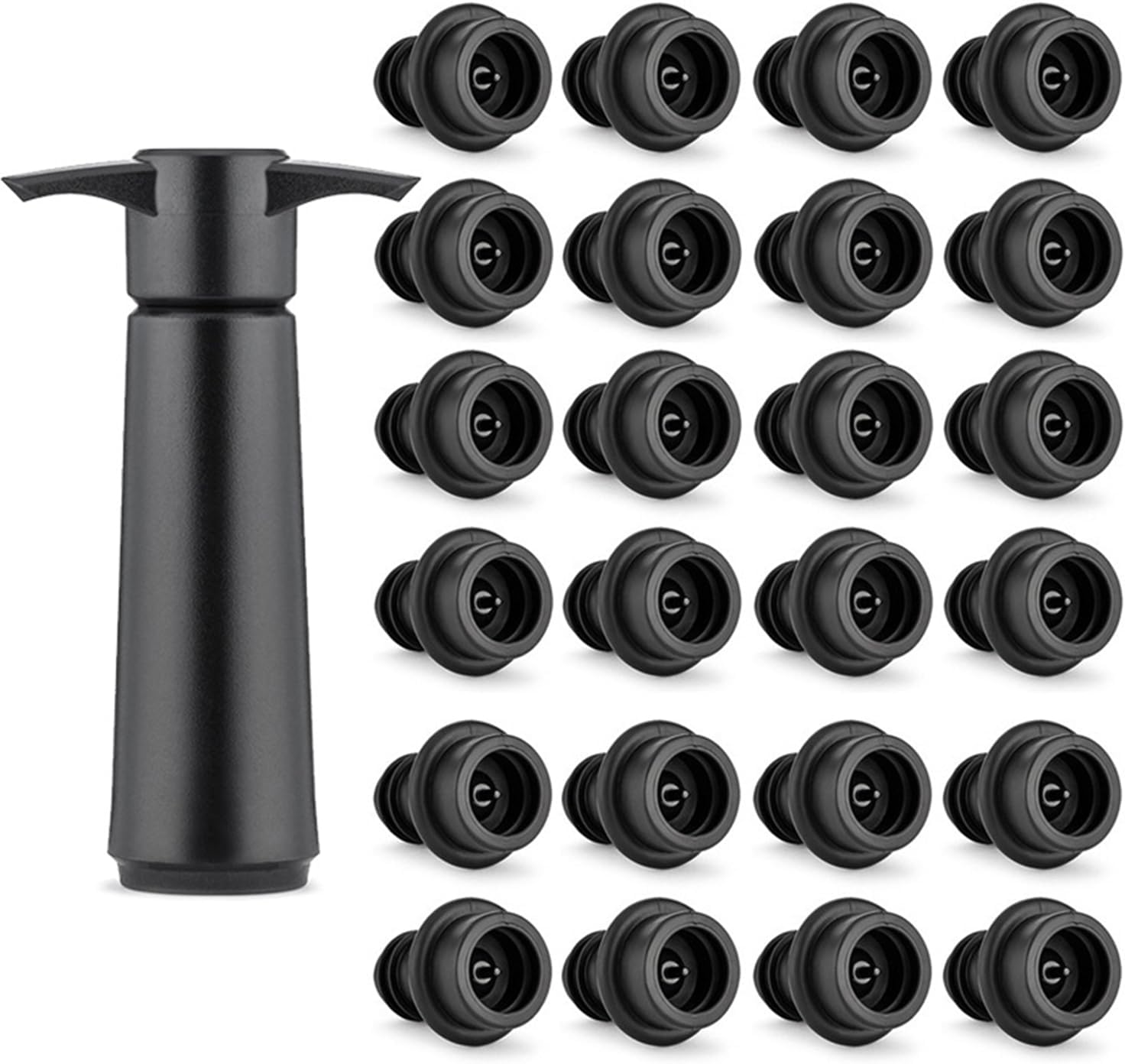 24 Pieces Wine Saver Vacuum Pump Set with Reusable Bottle Stoppers, Practical Wine Preserver & Leak-Proof Sealer to Keep Wine Fresh for Home Kitchen Bar Party Use