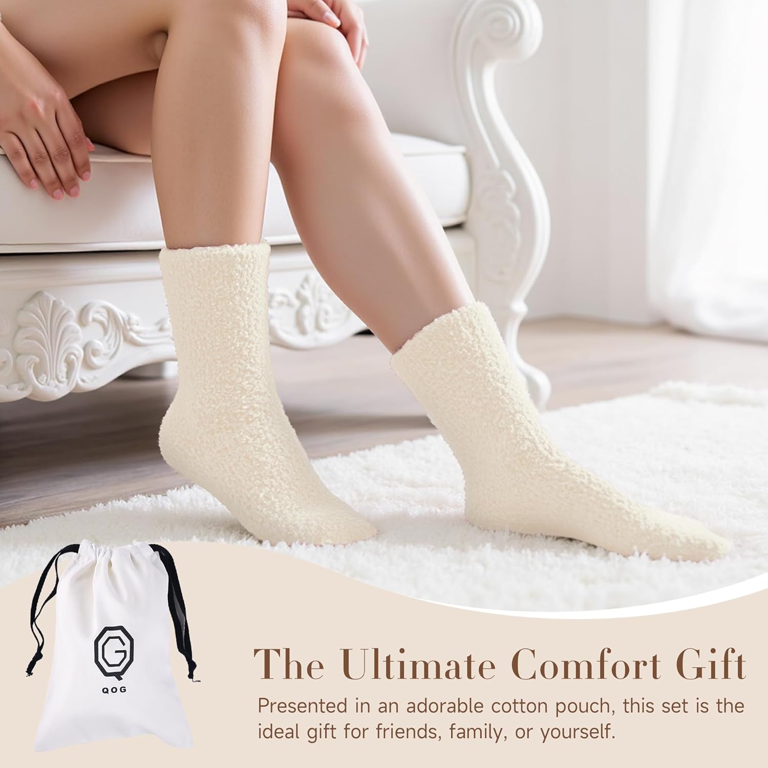 QOG Cozy Cloud Socks - Fuzzy Socks for Women & Men, Warm & Unisex - Soft, Fluffy Sleep Sock - Relaxation Gift - Image 3