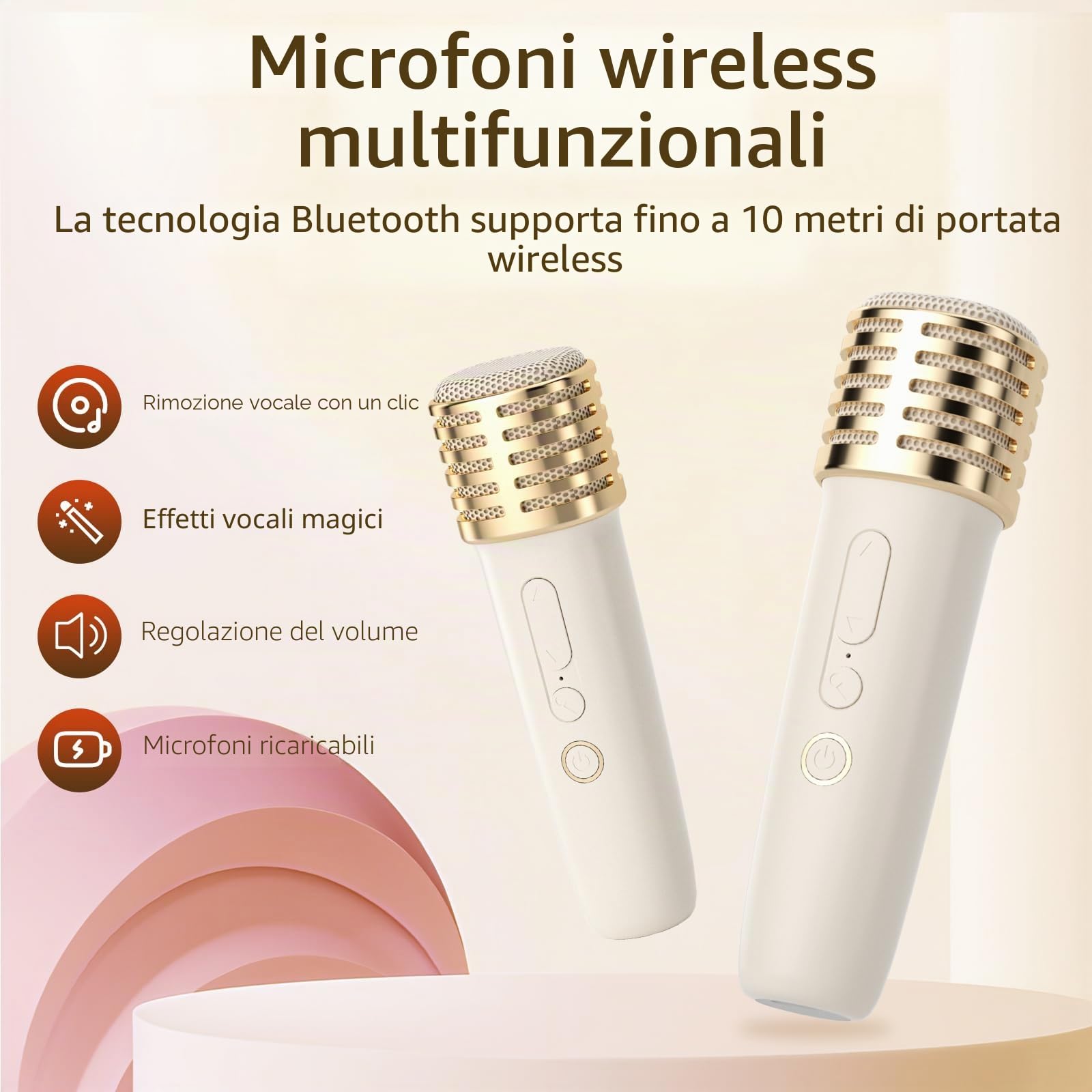 Cute Cat Ear Karaoke Machine per bambini adulti, sistema di karaoke portatile con luce LED lampeggiante, 2 microfoni wireless, supporto Bluetooth/TF/USB, altoparlante regalo per Natale