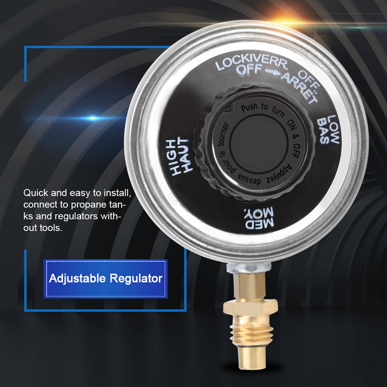 Regulador de gas de aleación de zinc de primera calidad, válvula de control de baja presión ajustable para barbacoa, parrilla, camping, patio, calefacción con conexión rápida, alto caudal, construc