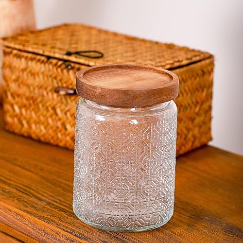 Miniatura 3 de Hovico Tarro de vidrio con tapa  Recipiente de vidrio hermético de 24 onzas, recipientes de cocina para té, granos de café, azúcar, dulces,