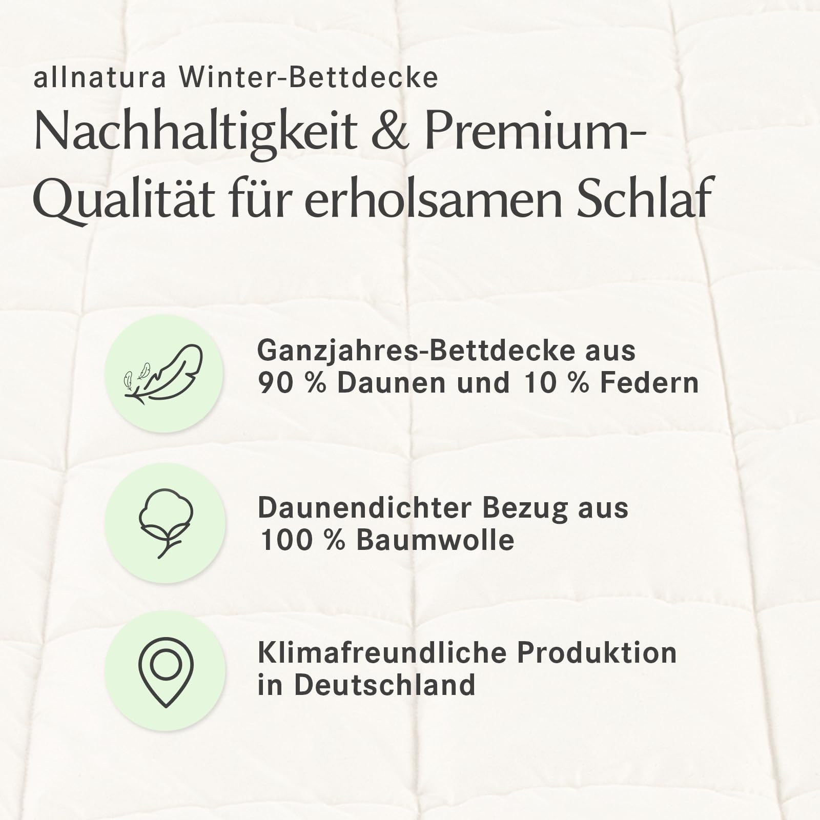 allnatura Daunen Bettdecke ANSARA 135x200 - warme Decke für 4 Jahreszeiten - federleicht und mit optimalen Isolationseigenschaften - 90% Daunen und 10% Federn Klasse 1 - Downpass - Made in Germany
