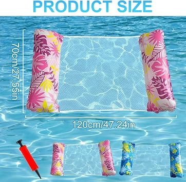 2 Pack Inflatable Pool Floats Hammock, Inflatable Pool Lounger,PoolFloat Water Hammock with Manual Air Pump,4-in-1 Water HammockInflatable Floating Chair Bed Raft Recliner Float for Adult Kid