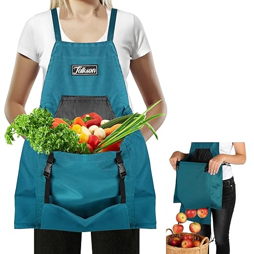 Gardening Apron, Garden Apron with Quick Release Pockets,Water Resistant Oxford with Adjustment Cross Strap,Farm Work