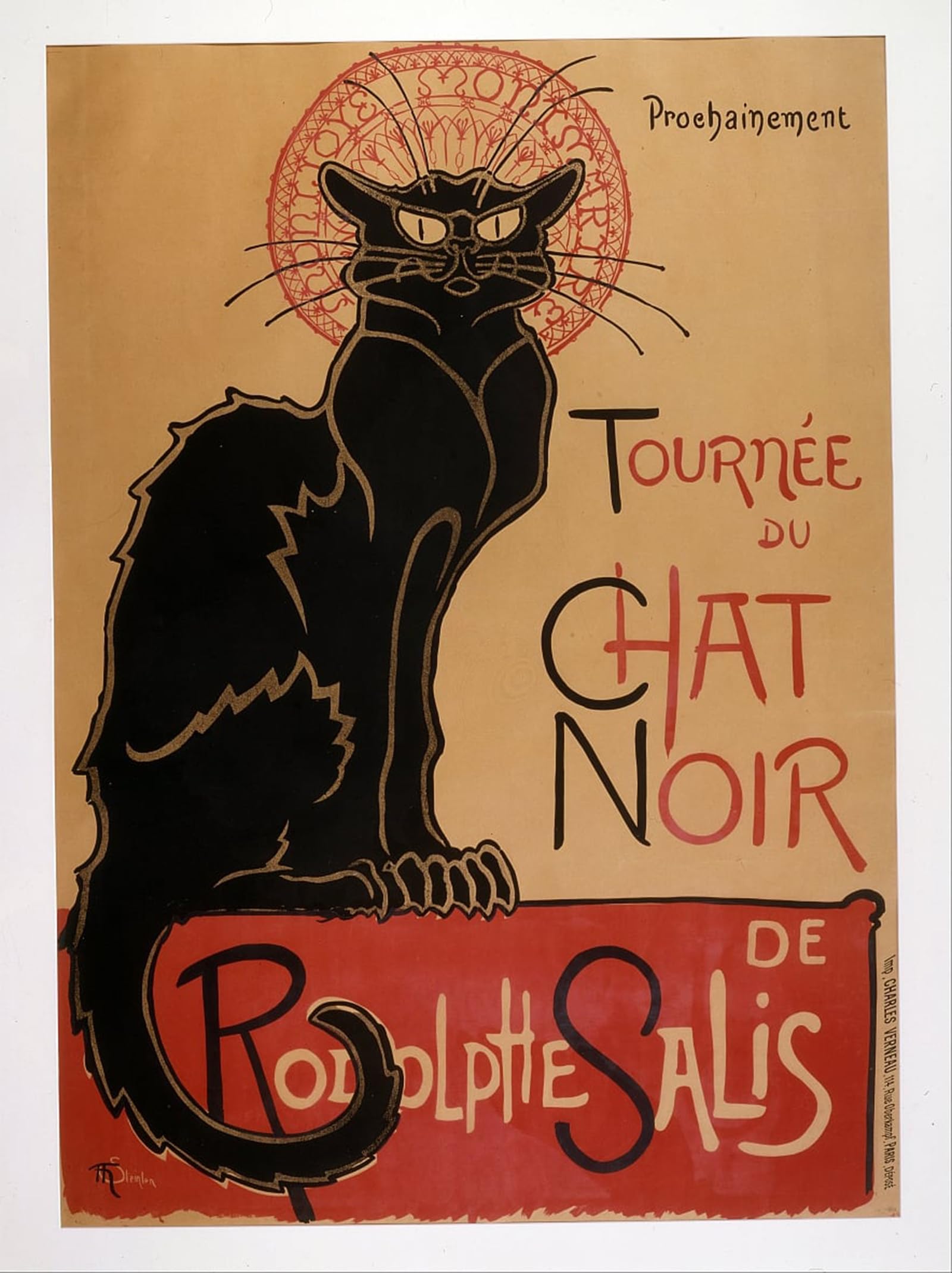 SERENDIPITP Retro Picture Poster Wall Art Pictures Painting Tour of the Chat Noir by Rodolphe Salis by Théophile Alexandre Steinlen Wall Art Canvas Print for Wall Decor 60x90cm