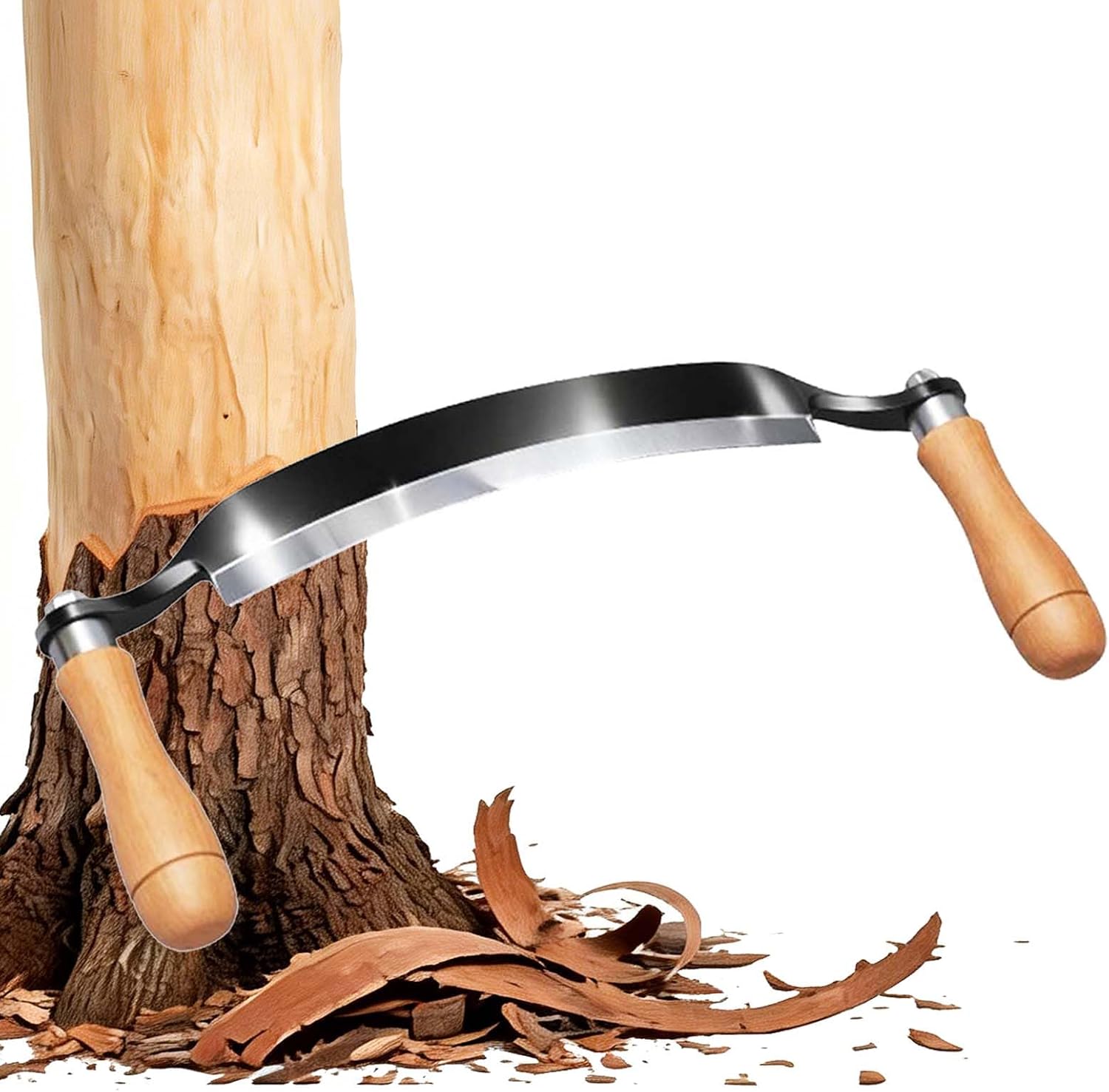 8'' Draw Knife Woodworking Curved Debarking Tool with Ergonomic Handle