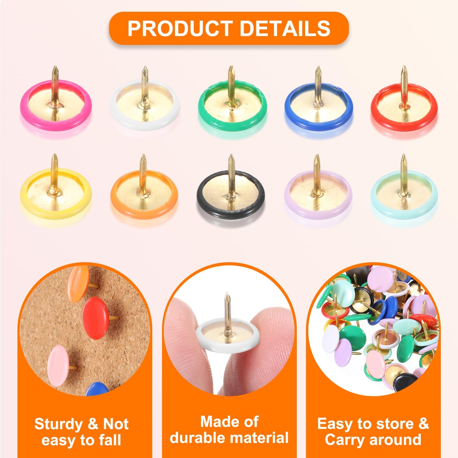 PATIKIL Roundness Push Pins, 400 Pcs Thumb Tacks Plastic Decorative Pins for CorkBoard Picture, DIY for Home Office, White/Black - Image 3