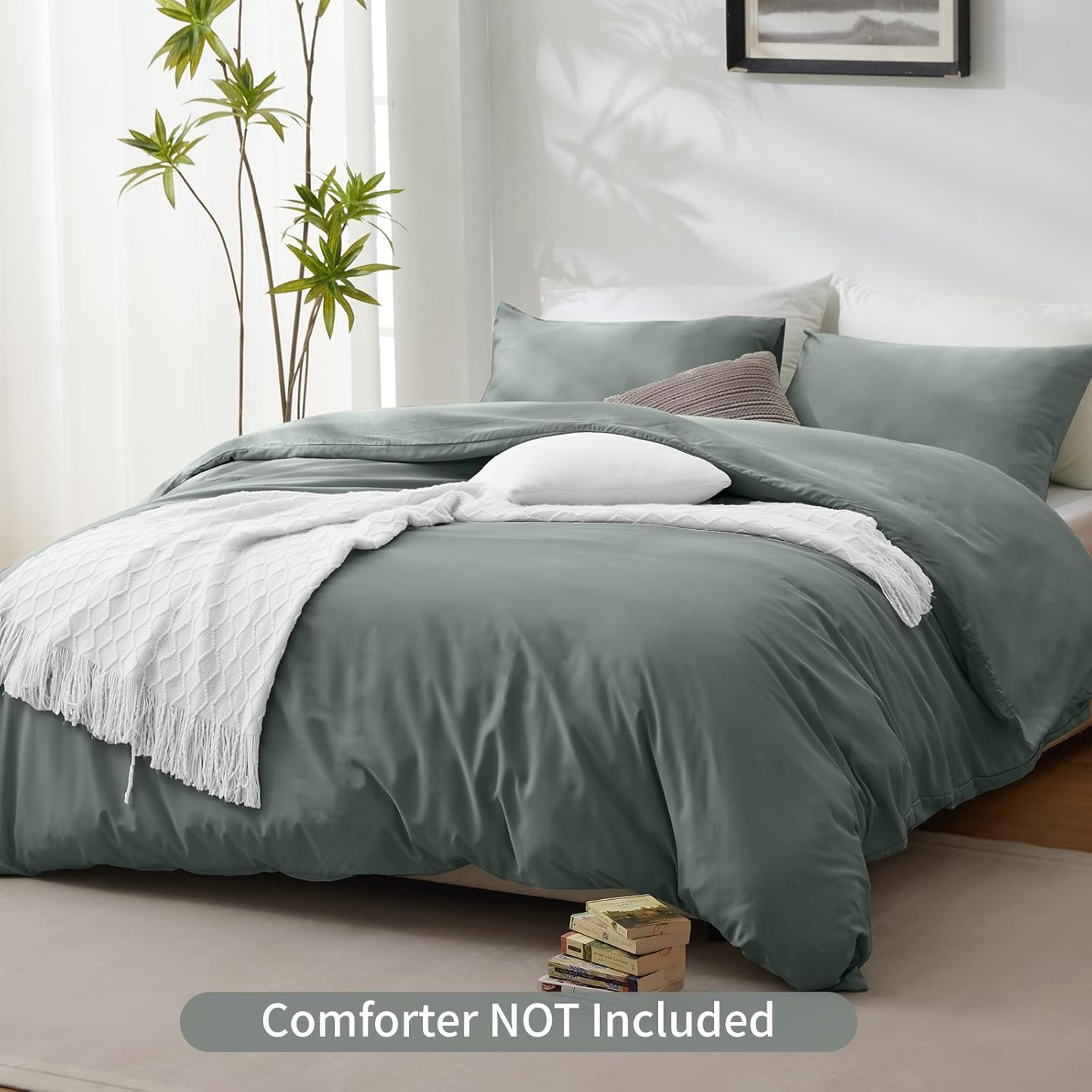 California King Duvet Cover, Rayon Derived from Bamboo, Cooling & Soft Cal King Duvet Cover Set, 1 Zipper Closure Duvet Cover 104"x98" & 2 Pillow Shams, Comforter Not Included, Grey - Image 2