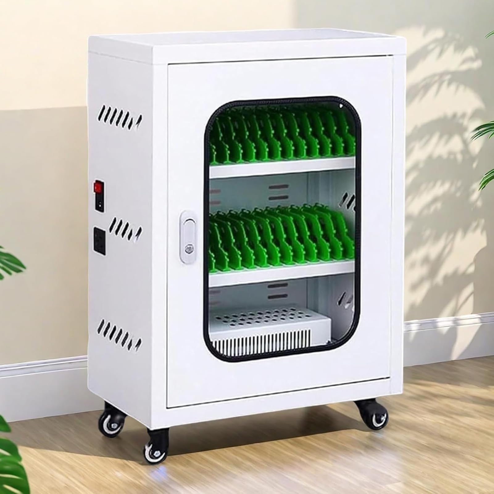 Mobiletto porta cellulari in acrilico trasparente con serratura a chiave, organizer portatile a 24 scomparti per cellulari per ufficio, aula, palestra - Maniglia in alluminio resistente., 60 scompar