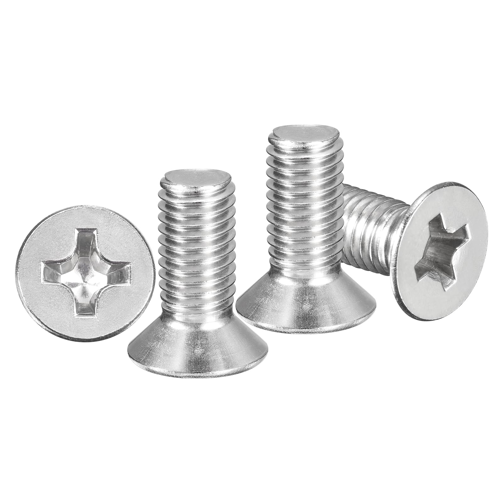 METALLIXITY Phillips Flat Head Machine Screws Bolts (M10-1.5x25) 20Pcs, Stainless Steel 304 Countersunk Cross Screws - for Household Indoor Maintenance Installment DIY, Silver
