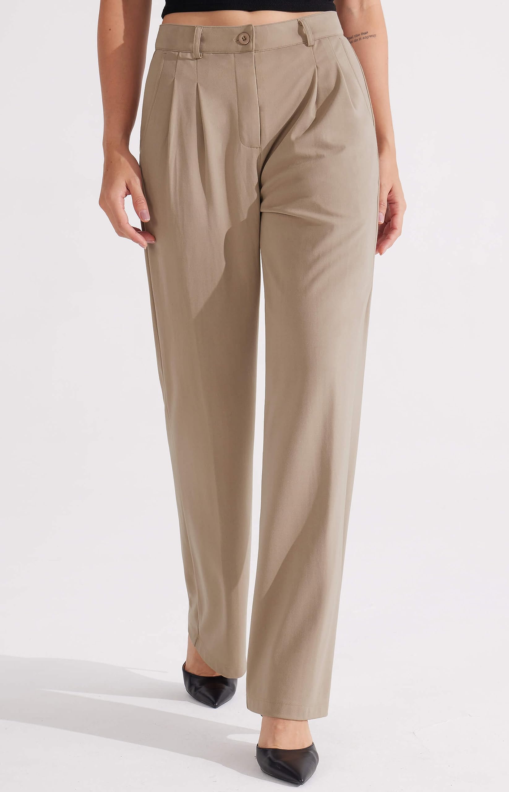 Libin Pantalon Large pour Femme - Taille Haute - 73,7 cm/78,7 cm - Pantalon de Travail Professionnel - Pantalon décontracté pour Yoga, Golf