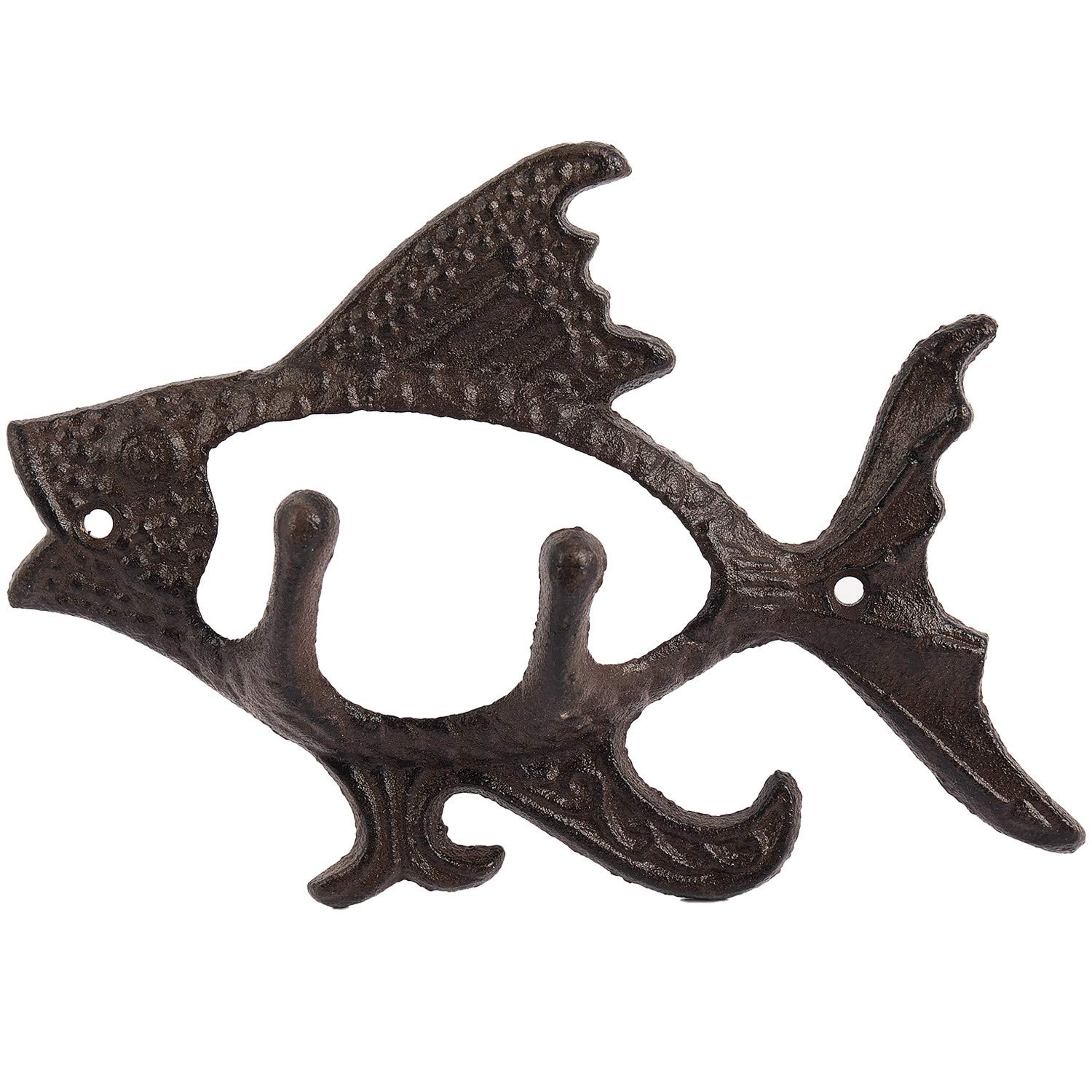 CTRLZS Fish with Two Hooks Ocean Series Cast Iron Wall Hook Wall Mount towel Hanger Hook for Hat, Key, Coats