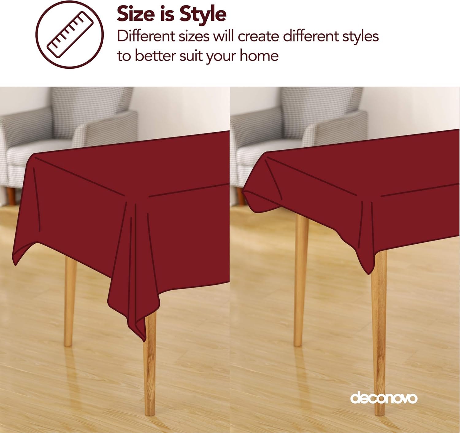 Amаzоn Crаzу 🔥 Dеаlѕ Deconovo Linen Look Tablecloth, Wrinkle Resistant Water Resistant Restaurant Table Cloth for Party (54x120 Inch, Red) Grеаtеѕt Prоduсt Deconovo Linen Look Tablecloth, Wrinkle Resistant Water Resistant Restaurant Table Cloth for Party (54x120 Inch, Red)