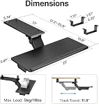 PEGZONE Keyboard Tray Under Desk Slide Out, 25 x 11 inch, Black | with Storage Drawer, Height Adjustable Swivel Tilt, Ergonomic Under Desk Mount Keyboard & Mouse Holder for Gaming Home Office