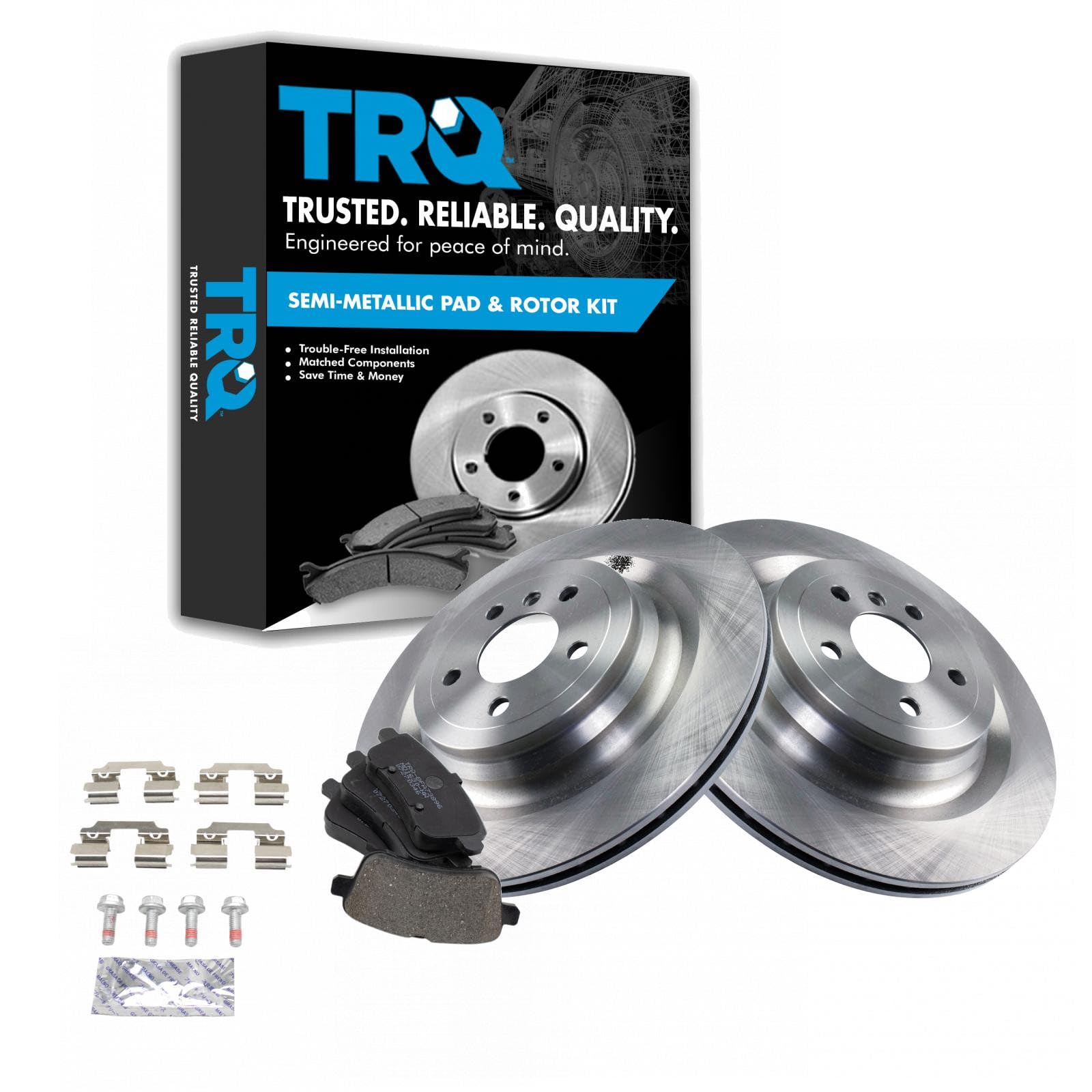 TRQ Rear Brake Pad and Rotor Set Semi Metallic Vented Rotors