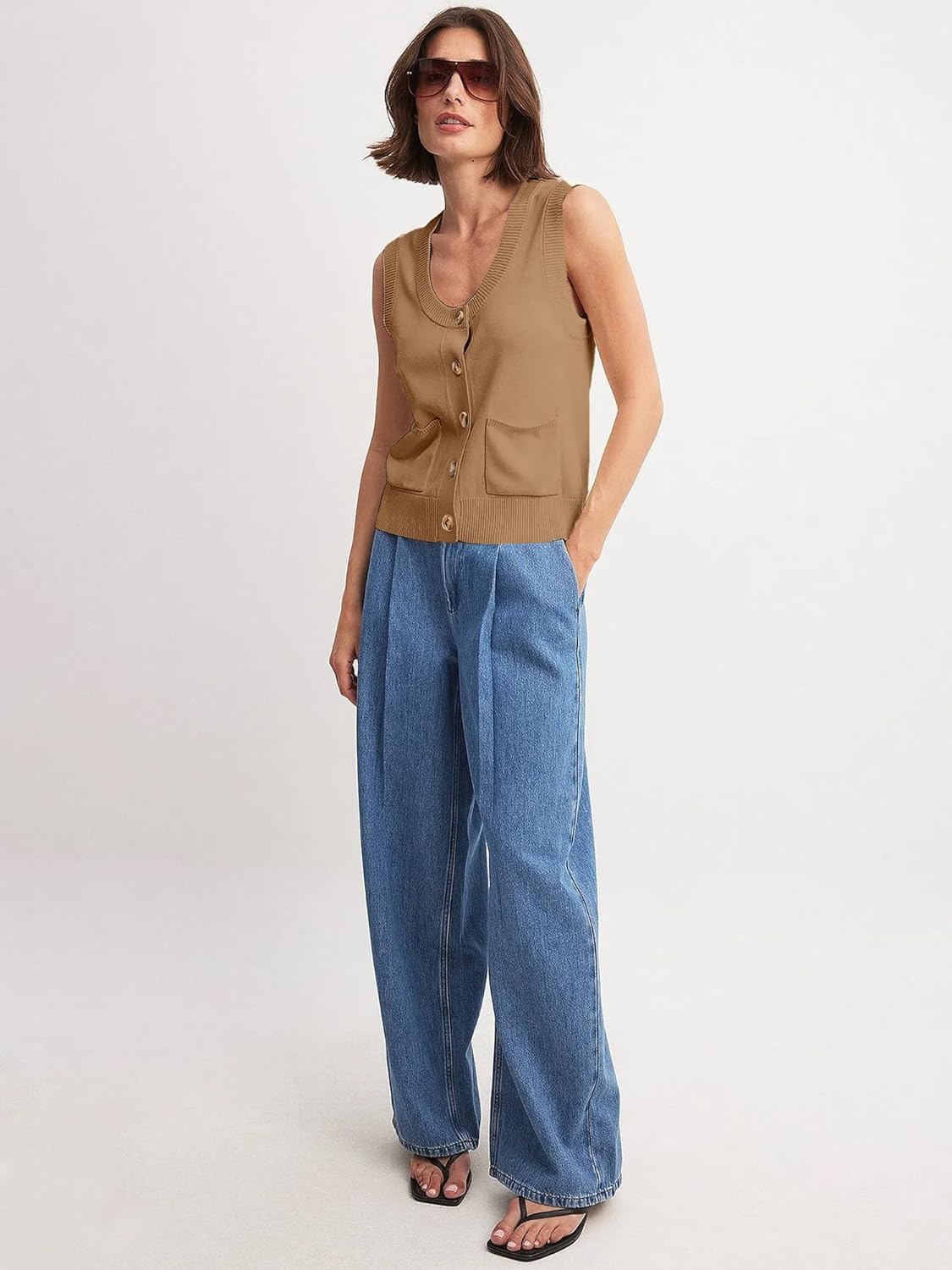 Beautiful Nomad Women's Knit Sweater Vest Sleeveless Tank Tops Casual Y2K Button Down Cardigan Vest Shirts - Image 5