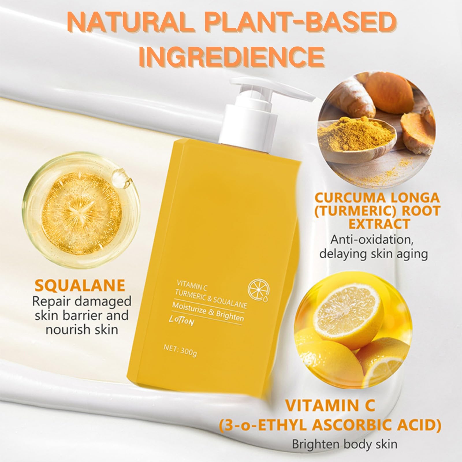 Turmeric & Vitamin C Body Lotion, Body Brightening Cream for Face & Back - Image 3
