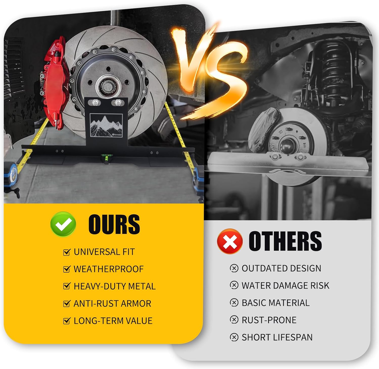 Wheel Alignment Tool with Imperial Tape Measure, Heavy-Duty Toe Alignment Plates, No Caliper Removal Needed, Detachable Automotive Alignment Kit for Cars, Trucks, SUVs, Jeeps, and ATVs