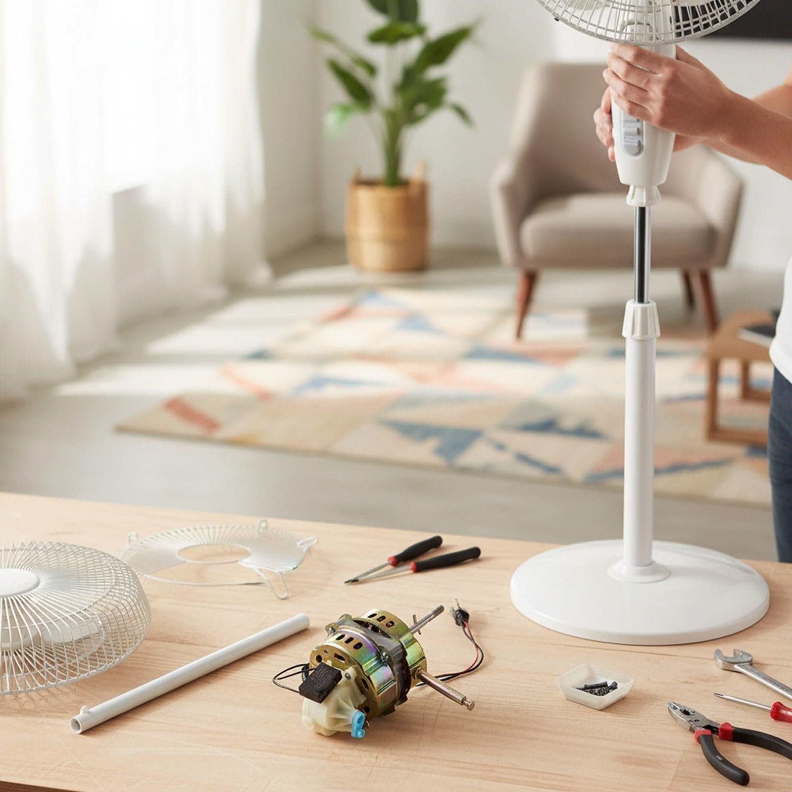 Hochleistungs Elektrischer Lüftermotor mit 3 Geschwindigkeiten, leiser Kupferkern für Tisch- und Bodenventilatoren, Ersatzteil für Home Office Kühlung