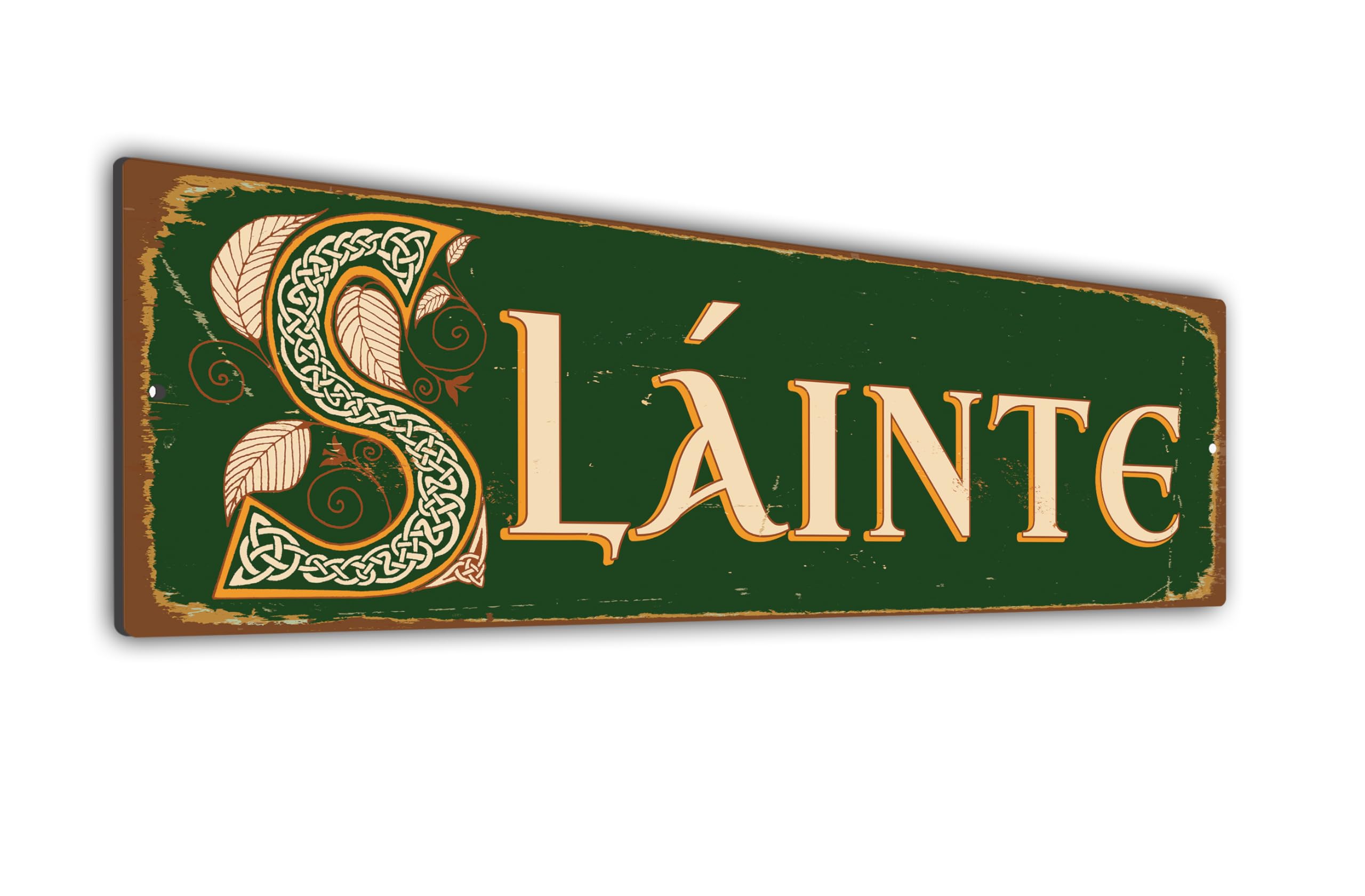 Green Sláinte Sign – Traditional Irish Gaelic Wall Plaque | Composite Aluminium, Weatherproof, Celtic Font & Colors, Indoor/Outdoor Irish Decor