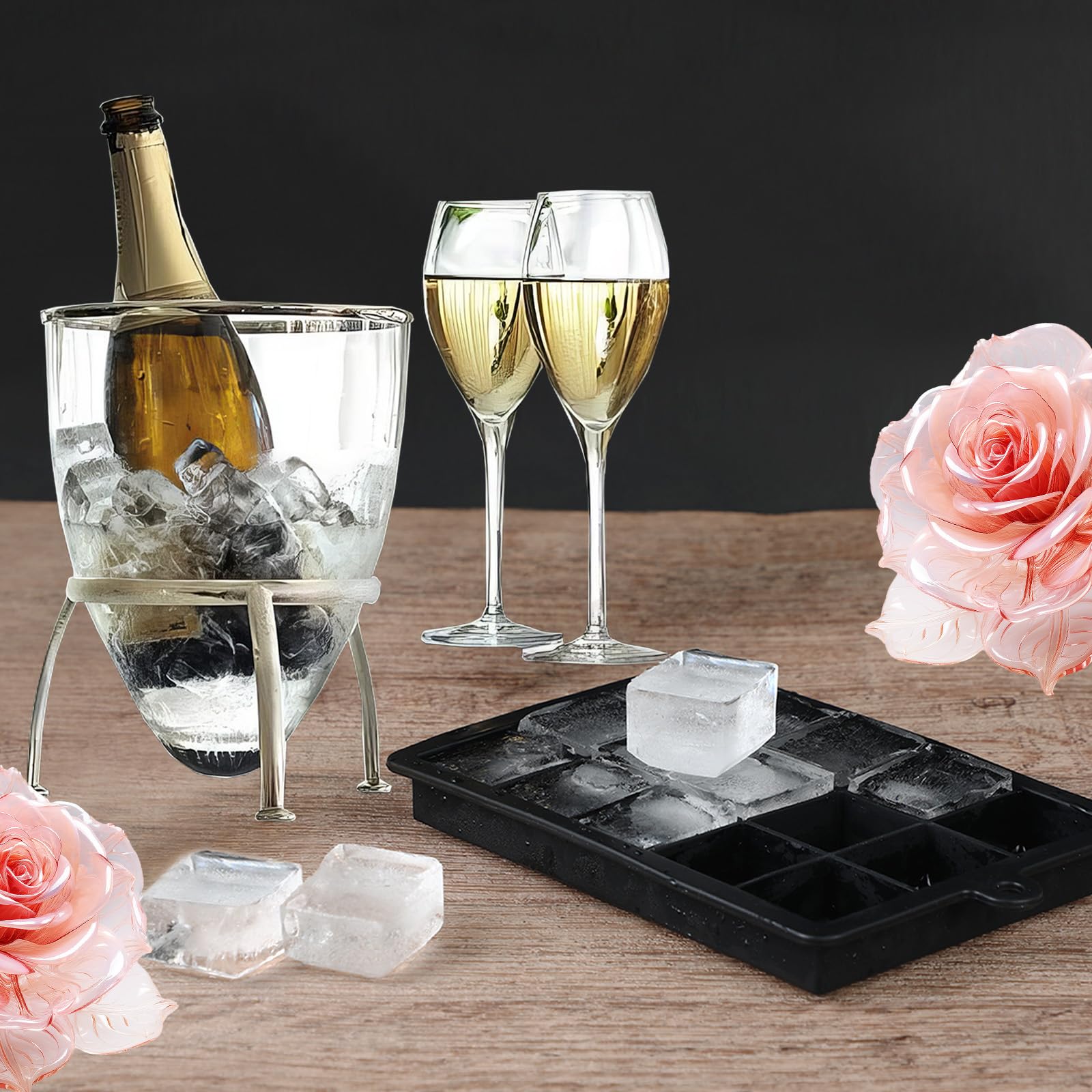 Stampo Silicone Per Ghiaccio - 3 Stampini Con Coperchio - Senza BPA - Per Cocktail E Bevande - Foto 8