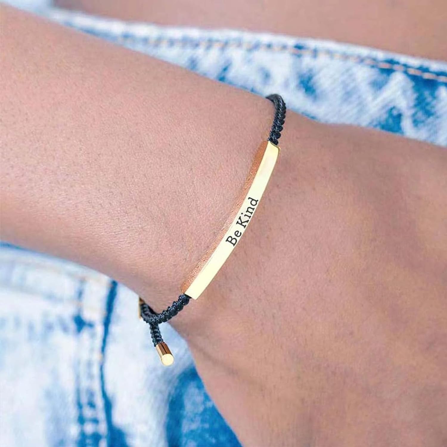 Be Kind of a Bitch Tube Bracelet, Adjustable Braided Rope Handmade Engraved Inspirational Stainless Steel Best Bitches Motivational Gifts for Women - Image 6