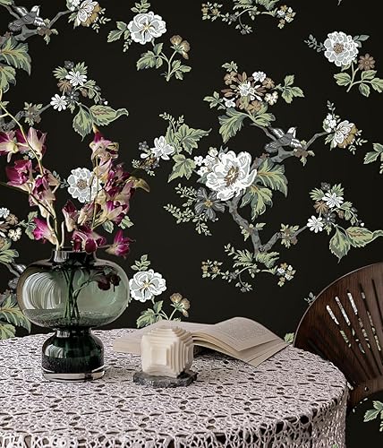 Miniatura 10 de CiCiwind Papel tapiz floral de 16 x 197 pulgadas, diseño floral, pájaros, papel de contacto, autoadhesivo, extraíble, hojas para armarios, baño,