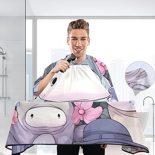 Miniatura 6 de Gatito lindo blanco y negro en el babero amarillo del tinte del pelo del cabo del corte de pelo, cliente del delantal del color del pelo