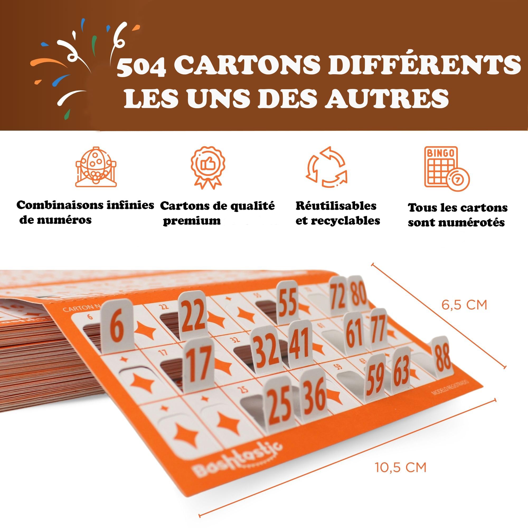 504 Cartons De Loto Troquelés Réutilisables - Jeu De Bingo Sans Jetons