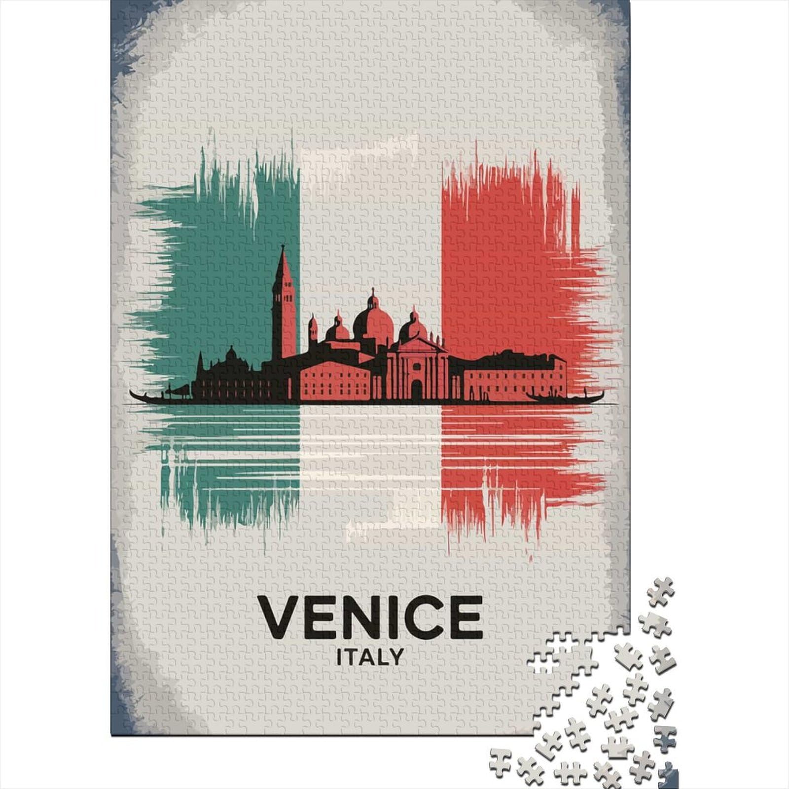 Venice Italy Travel Poster Art Jigsaw Puzzle 1000 Pieces, Vintage Architecture Destination, Relaxing Challenge for Puzzle Lovers, Adult Puzzle, 70x50cm/1000pcs