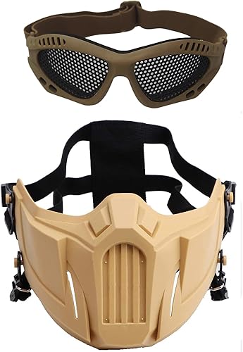 Juego táctico de protección, máscara de media cara con gafas de malla antivaho para juegos al aire libre, deportes, paintball, equitación, ciclismo