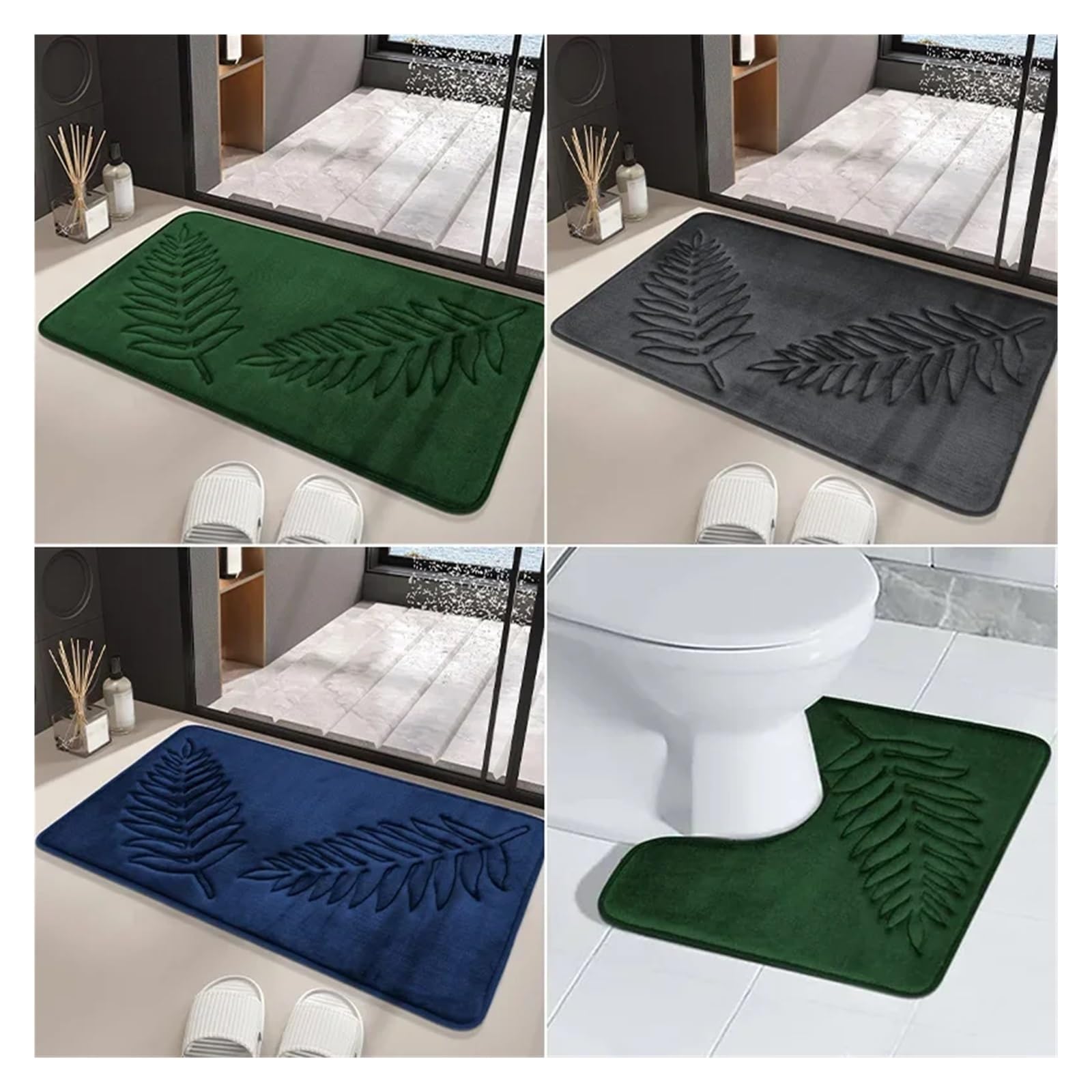 Morbido tappeto da bagno in cotone verde antiscivolo assorbente 60 x 90 cm tappetino da bagno in memory foam per soggiorno, camera da letto, cucina, casa, tappeto da pavimento