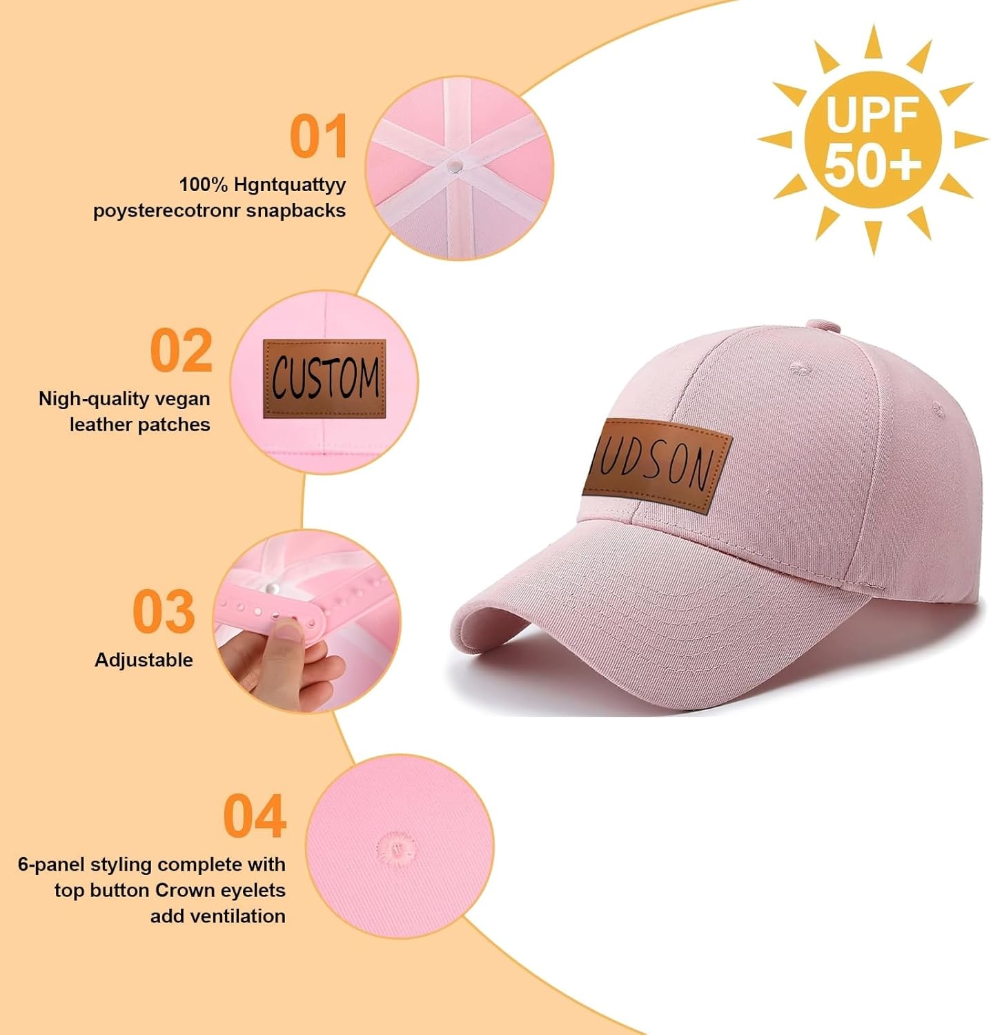 Personalized Baby Baseball Cap, Custom Toddler Baseball Hat Adjustable Snapback for Boys Girls Infant Baseball Cap - Image 4